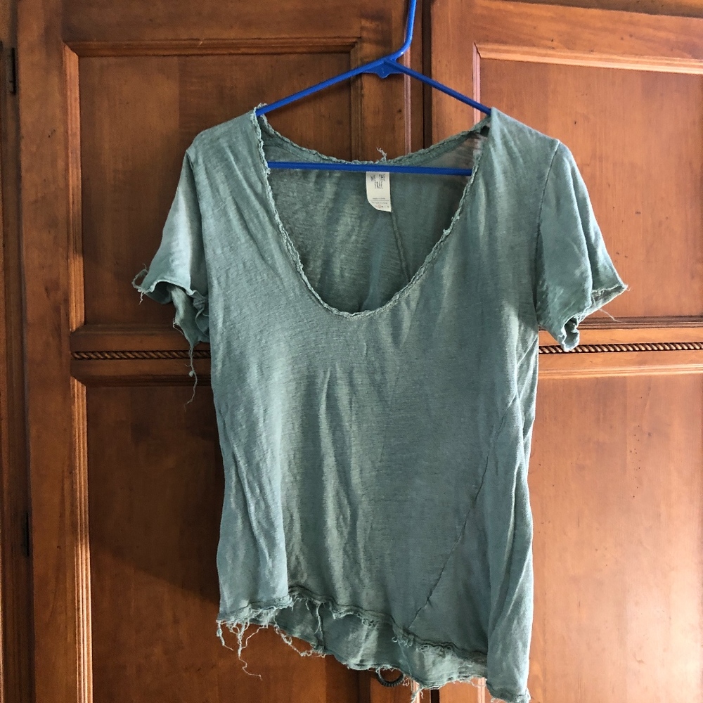 Free People Distressed Sage Shirt